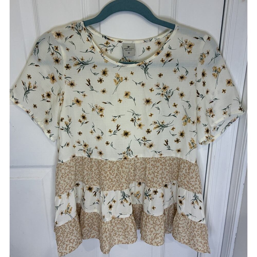 Paper Crane Floral Tiered Babydoll Top Women's Small
